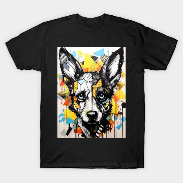 Cartoon African Wild Dog Graffiti #2 T-Shirt by Chromatic Fusion Studio